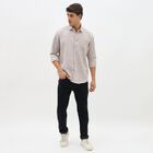 Men's Beige Classic Slim Fit Casual Shirt, भूरा, small image number null