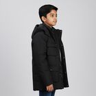 Boys Jet Black Hooded Casual Jacket, Black, small image number null