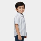 Boys' White Half Sleeve Spread Collar Casual Shirt, White, small