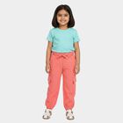 Girls Pink Regular Fit Solid Pyjama, गुलाबी, small