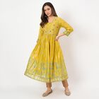 Women's Green Round Neck Floral Printed Kurta, हल्का हरा, small