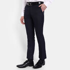 Solid Slim Fit Formal Trousers, Navy Blue, small image number null