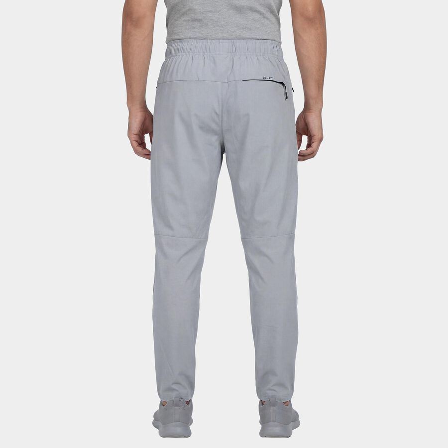 Men's Light Grey Slim Fit Zip Pocket Track Pants, Light Grey, large