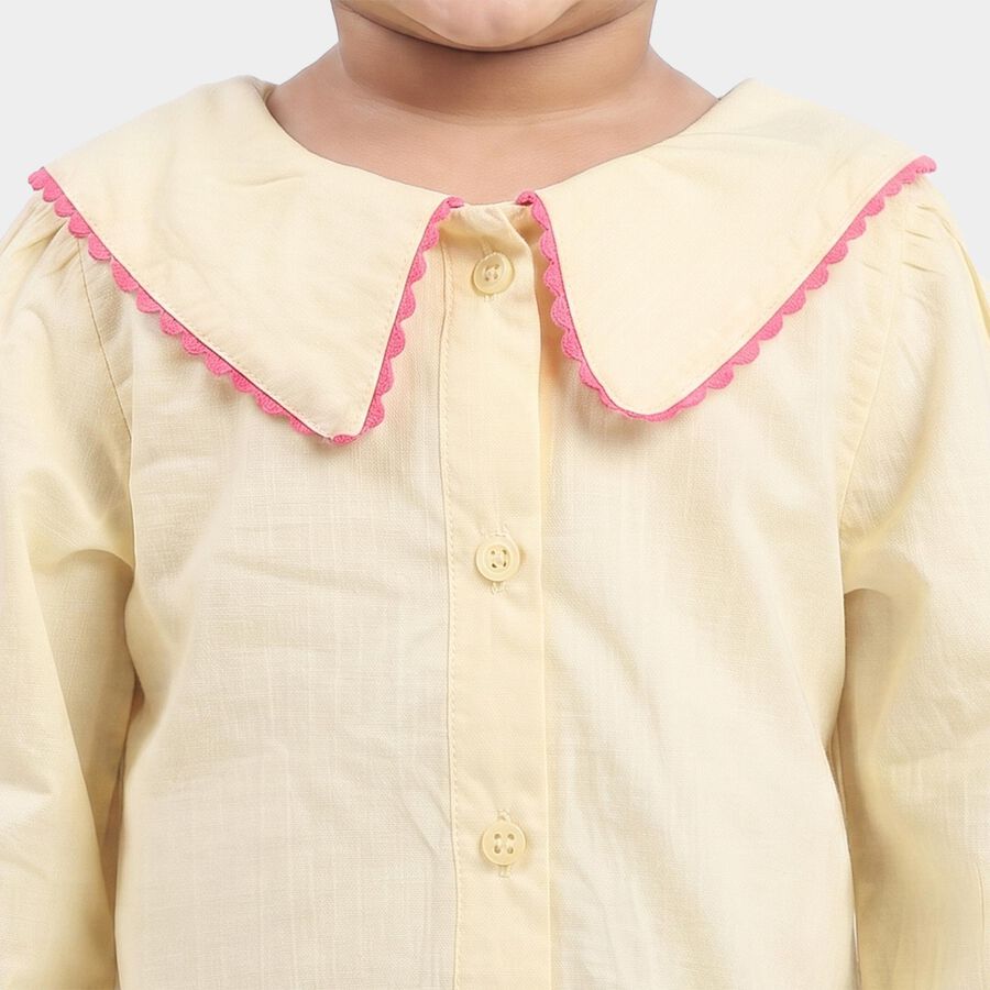 Infants Yellow Cotton Peter Pan Collar Shirt, पीला, large