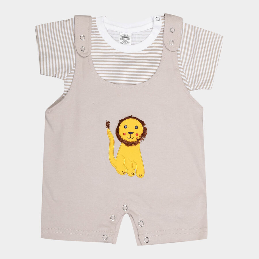 Infants Cotton Round Neck Baba Suit, Beige, large image number null