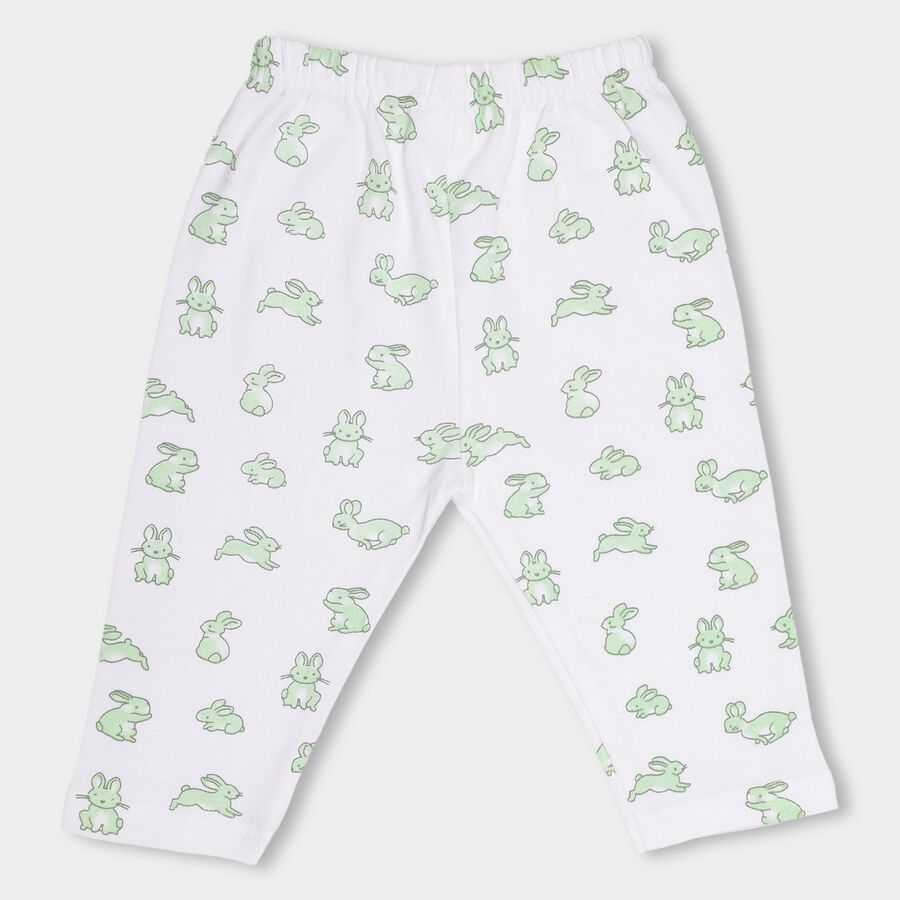 Infants' Light Sage Green And White Regular Fit Elasticated Pyjama, Light Green, large image number null