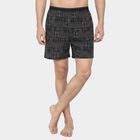 Men's Black Classic Fit Geometric Printed Boxers, काला, small