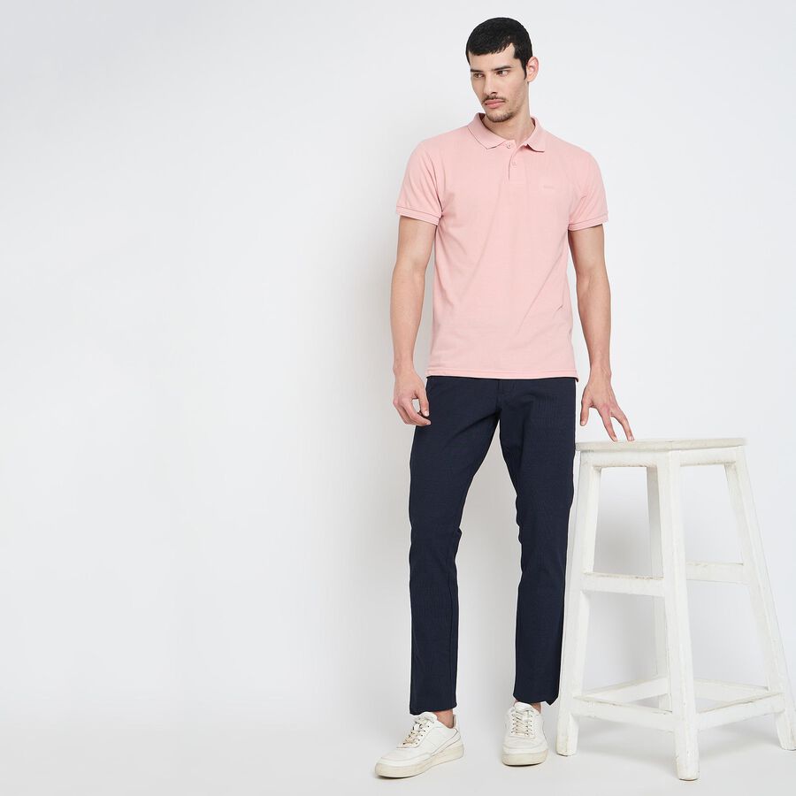Men's Slim Fit Casual Trousers , Navy Blue, large image number null