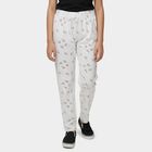 Girls Off White Regular Fit Floral Printed Pyjama, Off White, small
