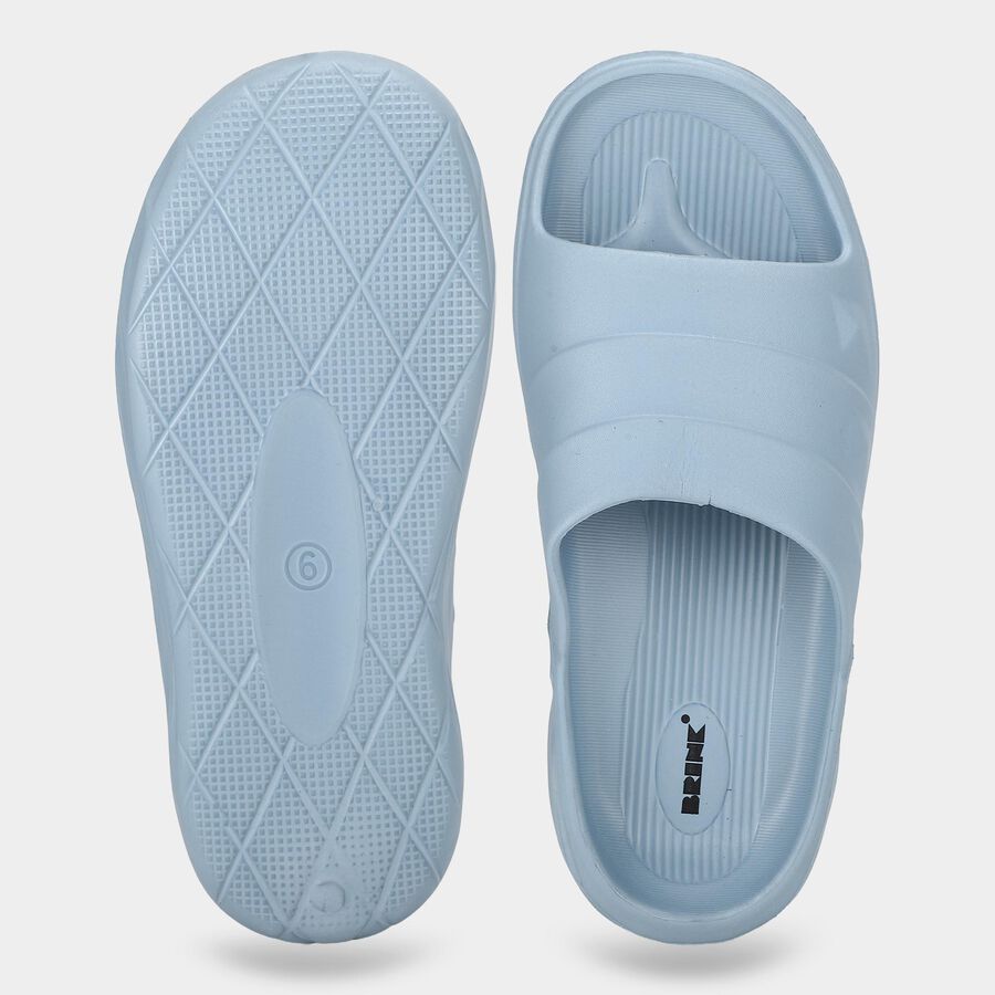 Men's Light Blue Slip-On Slide Sandals, नीला, large