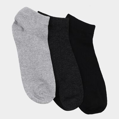 Men's Ankle Length Socks Pack of 3 ( Grey Melange, Black, Charcoal )