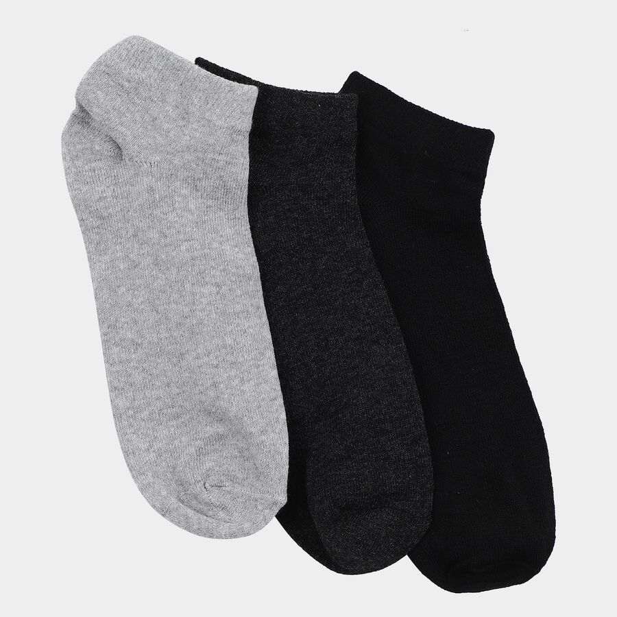 Men's Ankle Length Socks Pack of 3 ( Grey Melange, Black, Charcoal ), चारकोल, large