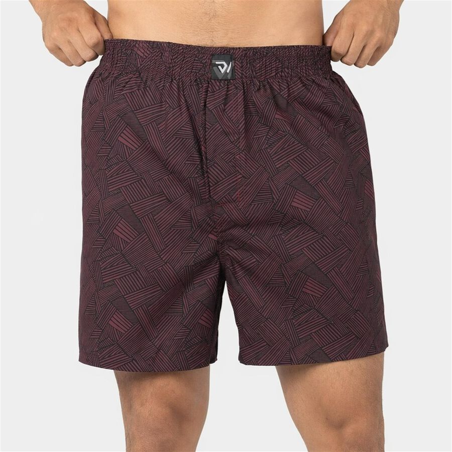 Men's Wine Classic Fit Geometric Printed Boxers, वाइन, large