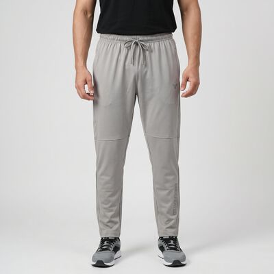 Men's Grey Slim Fit Logo Print Track Pants