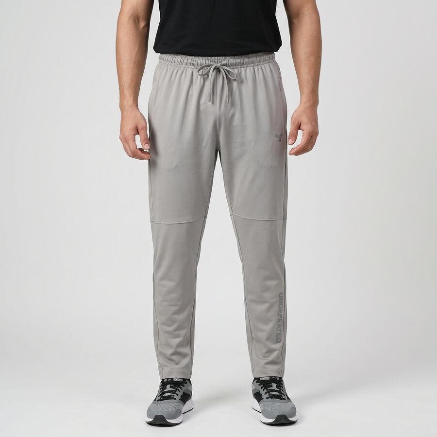 Men's Grey Slim Fit Logo Print Track Pants, Light Grey, large