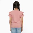Girls Light Pink Cotton Round Neck Casual T-Shirt, हल्का गुलाबी, small image number null