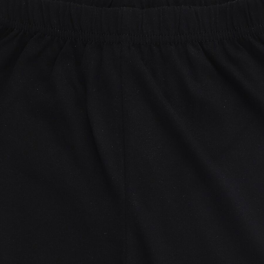 Boys' Jet Black Cotton Blend Printed Pyjama, Black, large