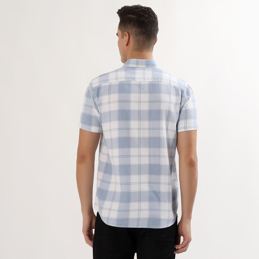 Men's Light Blue Cotton Half Sleeve Classic Casual Shirt, Light Blue, large image number null