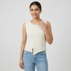 Women's Off-White Round Neck Casual Top, Off White, small