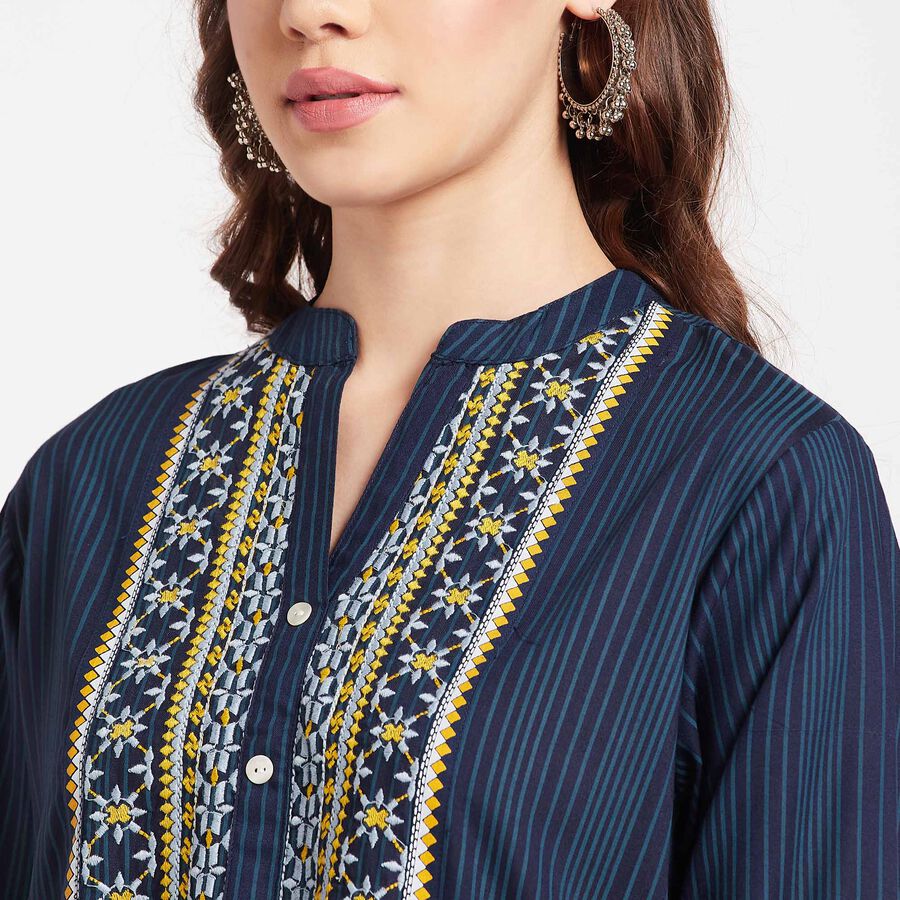 Solid Kurta, नेवी ब्लू, large image number null