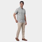 Men's Light Green Cotton Half Sleeve Mandarin Collar Casual Shirt, Light Green, small