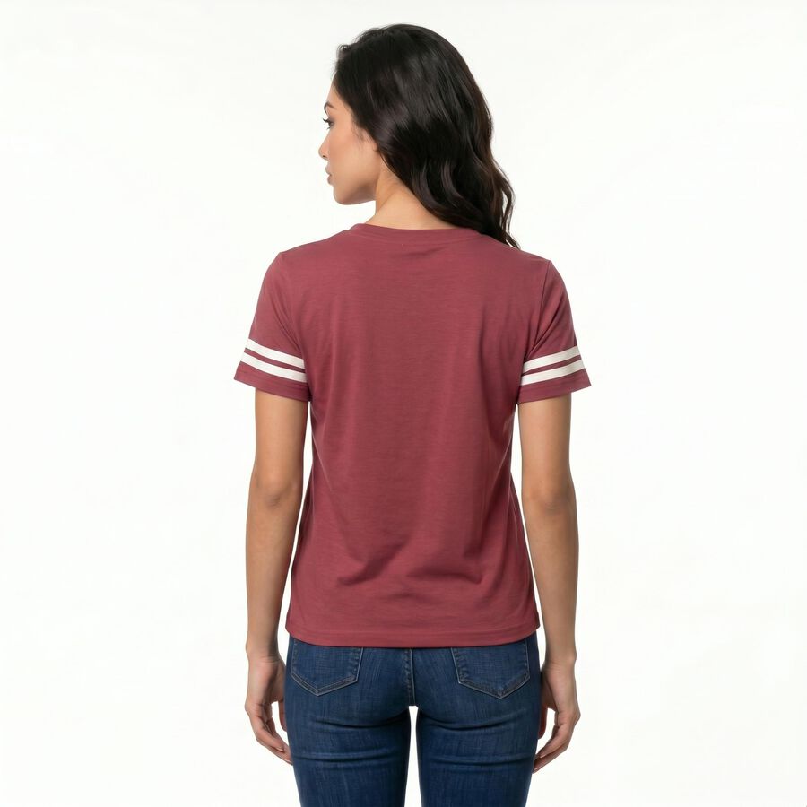 Women's Purple Round Neck Regular T-Shirt, Purple, large