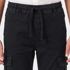 Boys Black Cargo Fit Utility Jeans, काला, small