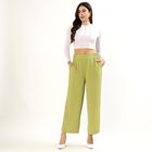Women's Light Sage Green Relaxed Fit Wide-Leg Trousers, हल्का हरा, small