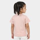Girls Pink Cotton Round Neck Regular T-Shirt, Light Pink, small