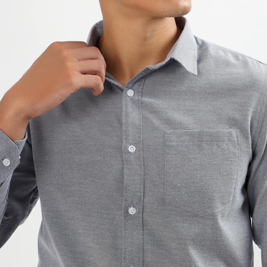 Men's Grey Classic Formal Shirt, नेवी ब्लू, large image number null