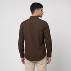 Men's Brown Cotton Casual Shirt, भूरा, small