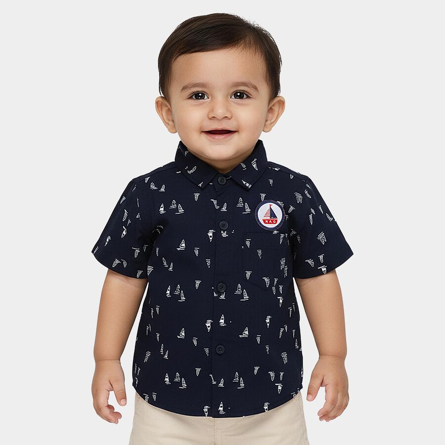 Infants' Navy Blue 100% Cotton Classic Shirt, Navy Blue, large