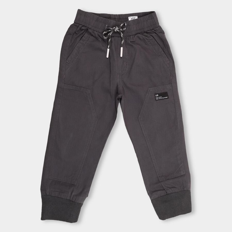 Boys' 100% Cotton Trousers, गहरा ग्रे, large image number null