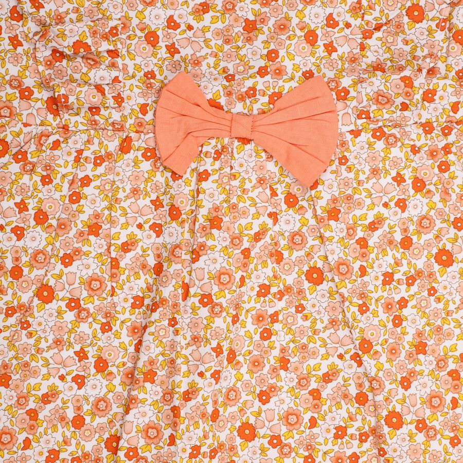 Girls' 100% Cotton Frock , Peach, large image number null