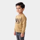 Boys' Beige Crew Neck Pullover Sweatshirt, गहरा पीला, small