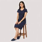 Women's Navy Blue Round Neck T-Shirt Style Nighty, Navy Blue, small