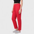 Women's Fuchsia Straight Fit Heart Printed Pyjama, रानी (फ्यूशिया), small