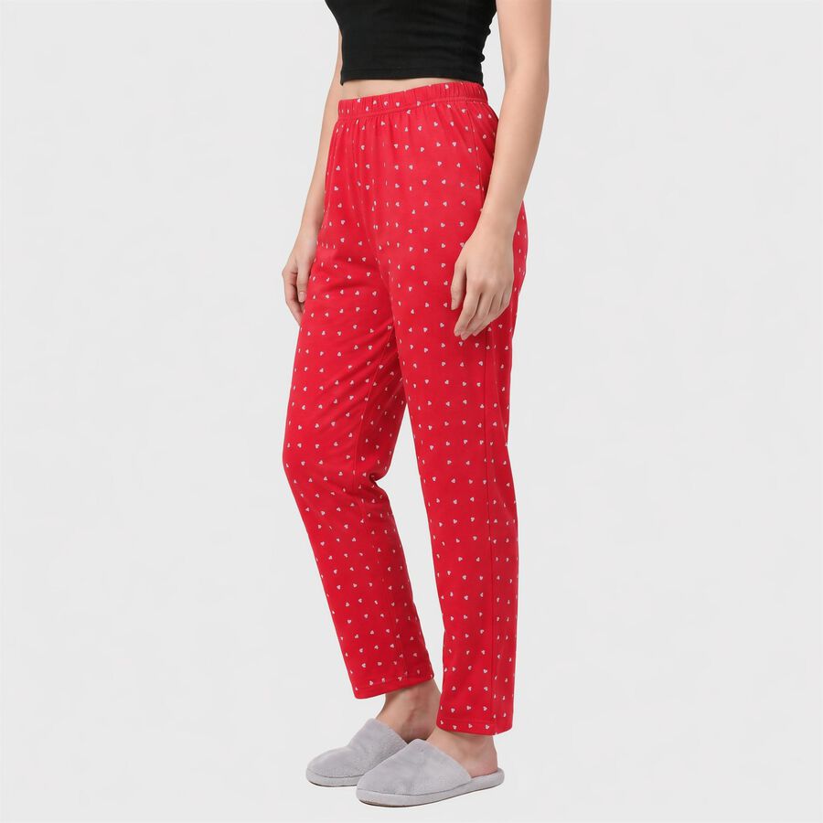 Women's Fuchsia Straight Fit Heart Printed Pyjama, रानी (फ्यूशिया), large