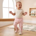 Infants Pink Jogger Floral Embroidered Pyjama, हल्का गुलाबी, small