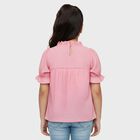 Girls Light Pink Round Neck Casual T-Shirt, हल्का गुलाबी, small