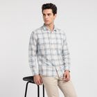 Men's Blue Cotton Casual Shirt, मध्यम नीला, small