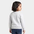 Girls Ecru Melange Round Neck Pullover Sweatshirt, एक्रू मिश्रित, small