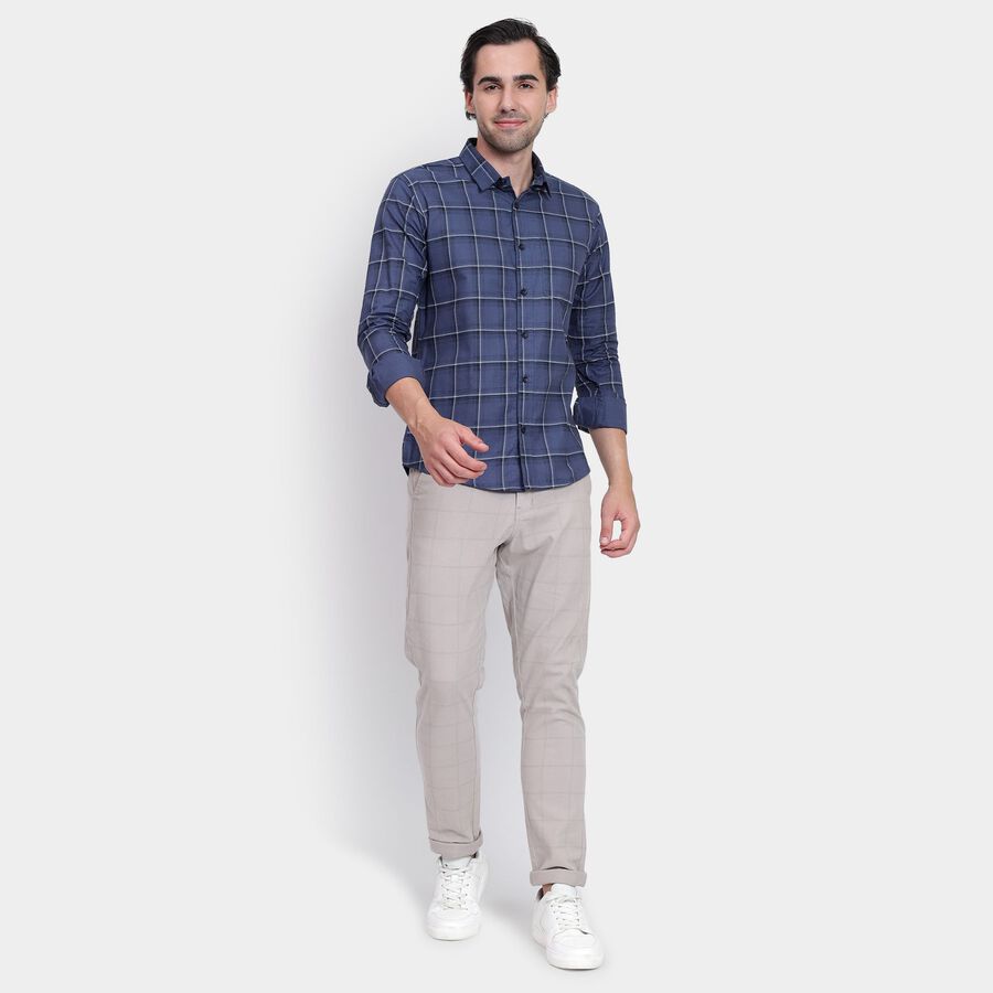 Men's 100% Cotton Casual Shirt, मध्यम नीला, large image number null