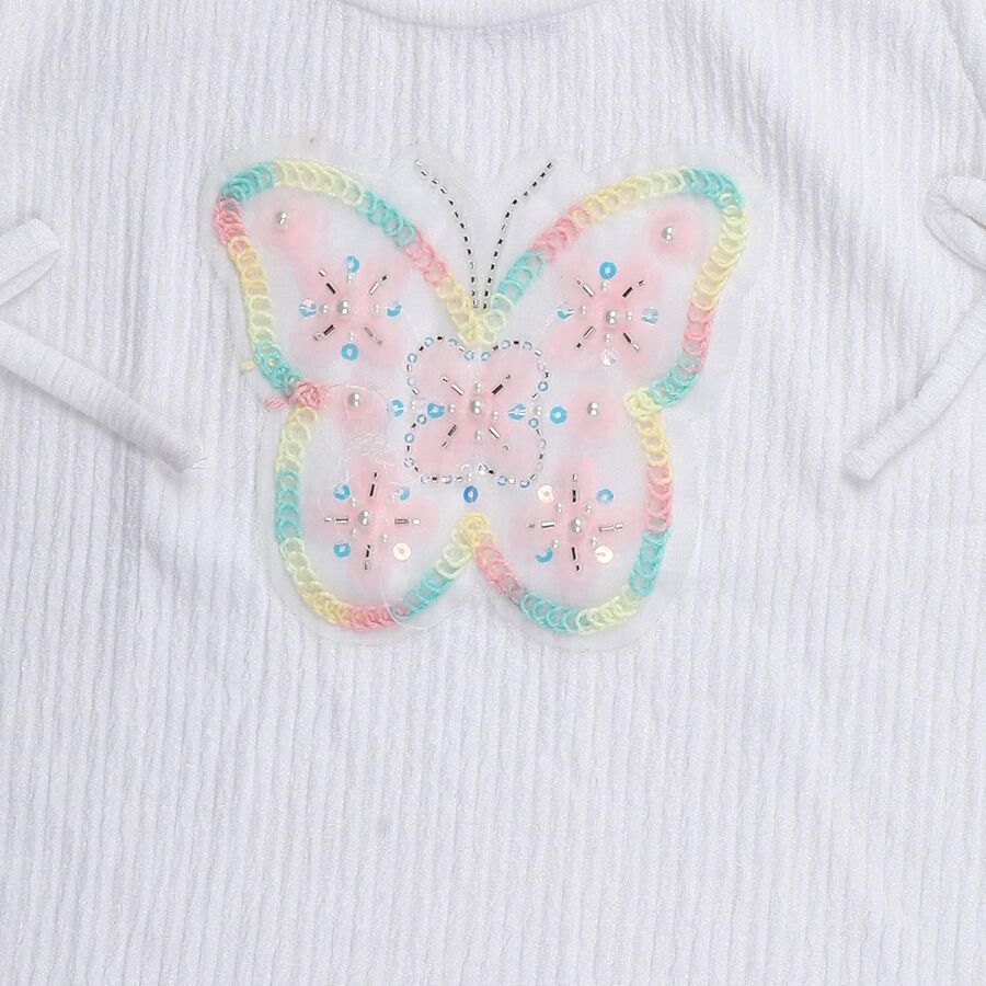 Girls' Snow White Crew Neck Casual T-Shirt, White, large