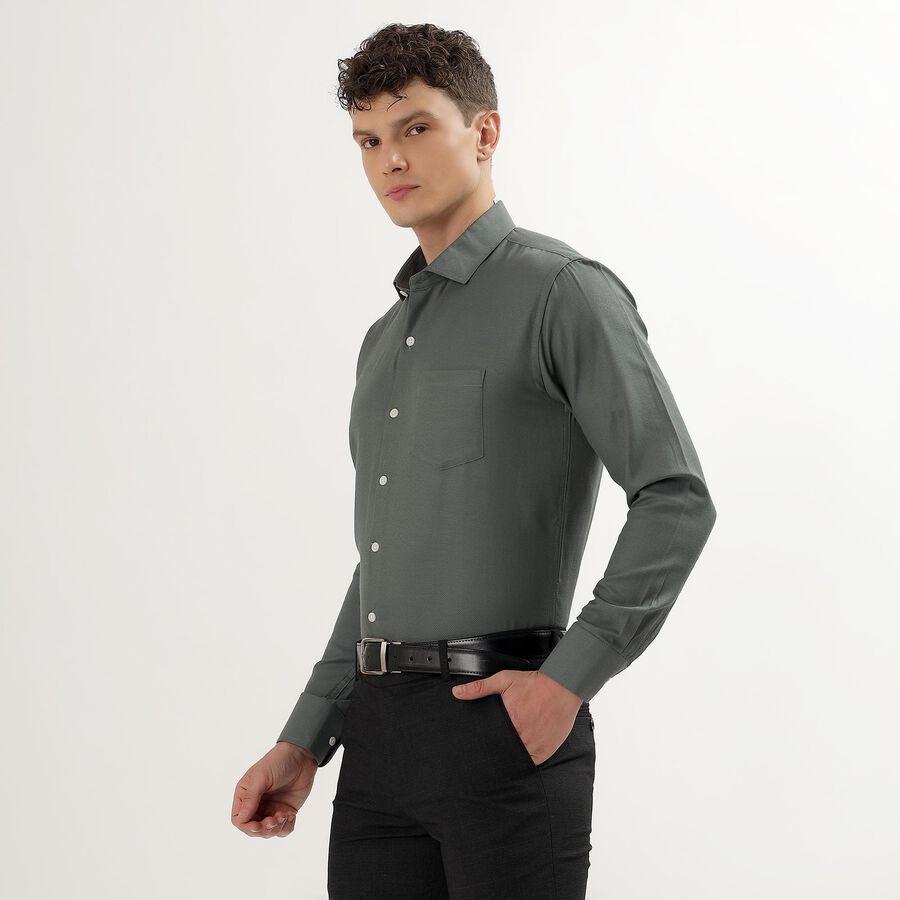 Men's Dark Green Cut Away Collar Slim Fit Formal Shirt, Dark Green, large image number null