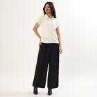 Women's Jet Black Wide-Leg Pleated Trousers, काला, small