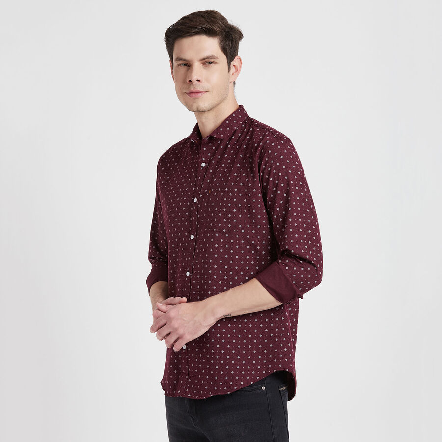Printed Casual Shirt, Wine, large image number null