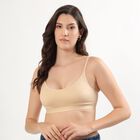 Women's Beige Cotton Wireless Full Coverage Bra, Beige, small