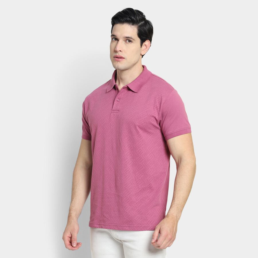 Men's Collared Half Sleeves T-Shirt , Light Pink, large image number null