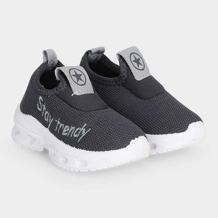 Boys' Grey Slip-On Casual Sneakers, ग्रे, large